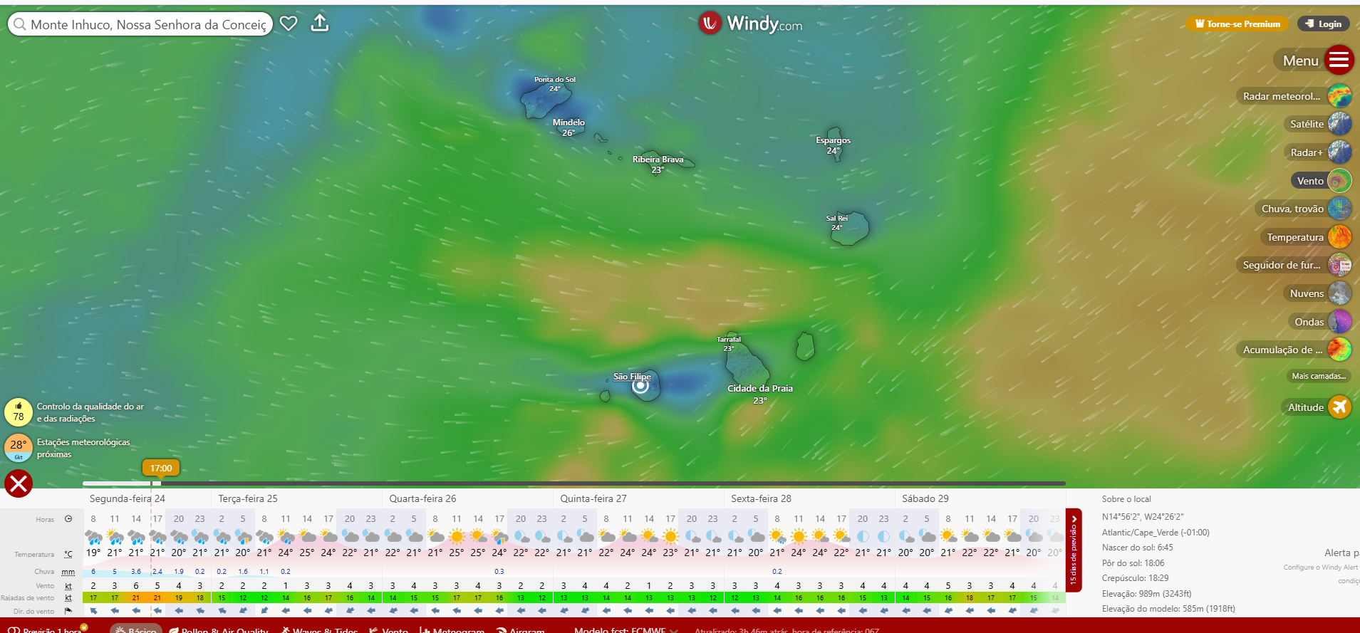 INMG prevê chuvas para Sotavento e Barlavento nas próximas 24h